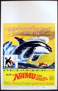 NAMU THE KILLER WHALE 1966 Robert Lansing, Lee Meriwether US WINDOW CARD