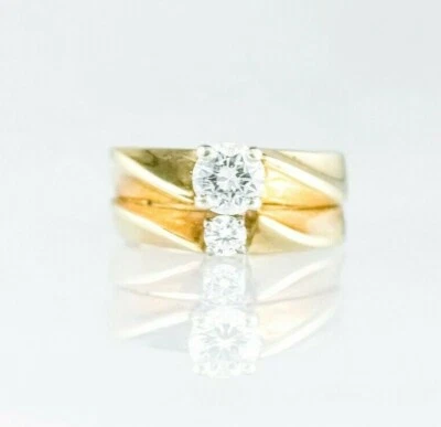 (I-6869-379) 14k duo gold multistone diamond 2pc ringset *SOLDERED* - Image 1 of 3
