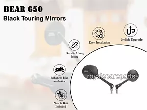 BLACK TOURING MIRROR KIT FOR ROYAL ENFIELD BEAR 650 - Picture 1 of 5