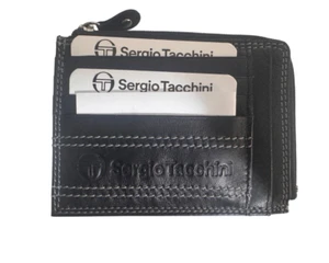 Portacarte In Vera Pelle Sergio Tacchini - con Chiusura a Zip - Colore Nero - Imagen 1 de 3