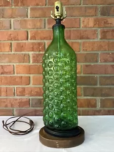 Vintage Green Bubble Glass Mid Century Italian 22" Glass Table Lamp - Picture 1 of 13