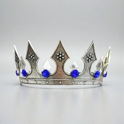 Blue Rhinestone Medieval, Renaissance Faire, Royal Prince Diadem, Silver Crown - Image 1 of 4