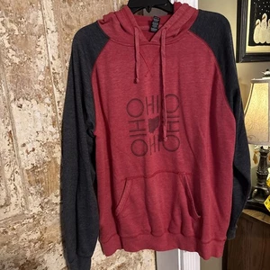 District Women’s XL Red Grey Ohio Hooded Sweatshirt  - Picture 1 of 3