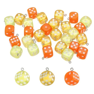 Colgante con dije de cuentas de dados transparentes de 30 piezas (amarillo, naranja, naranja rojo) Foto 1 de 4