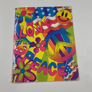 Vintage Lisa Frank Love & Peace 2 Pocket Folder - Picture 1 of 13