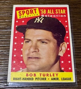 1958 Topps - Revista deportiva '58 All Star Selection Bob Turley #493 - EX+ - Casi nuevo - Imagen 1 de 2