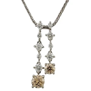 KASHIKEY Necklace Pt850Platinum Pt900Platinum diamond Brown diamond used - Picture 1 of 8