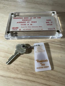 Woodstock 17. August 1969 Ticket. PLUS Woodstock INN Vermont Schlüssel. - Bild 1 von 4