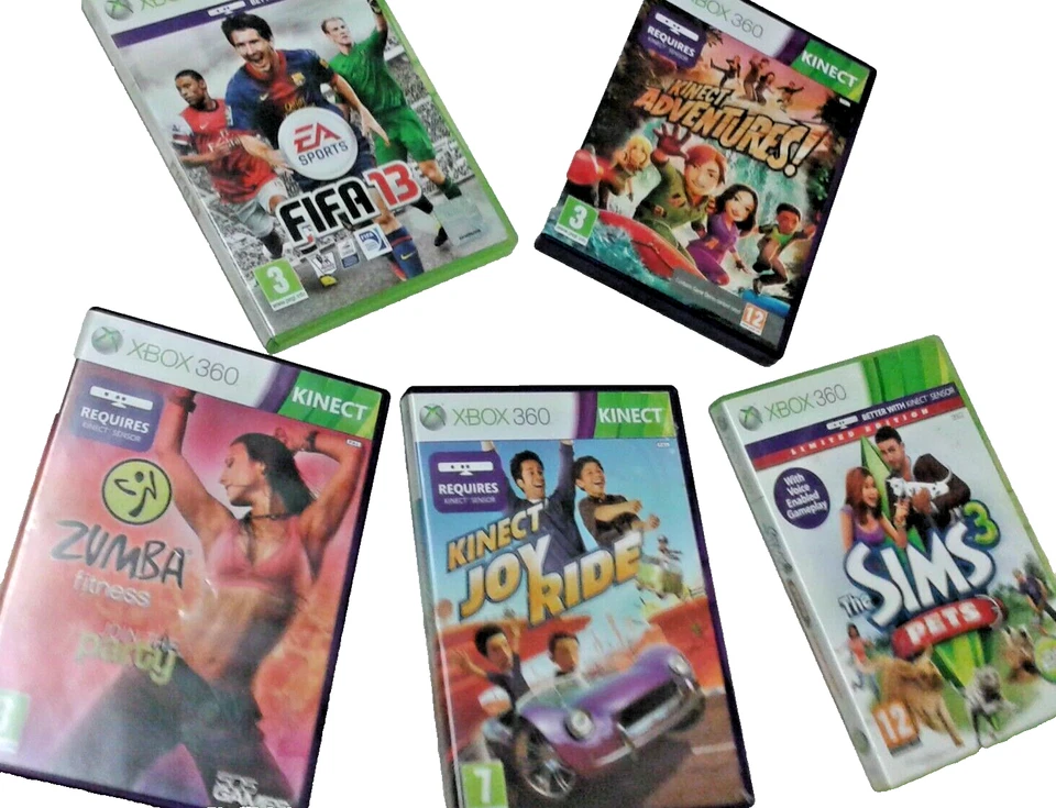 Xbox 360 5 Kinect Games Bundle Fifa 13/Adventures/Zumba/ Joyride/ Sims 3 Pets - Image 1 of 1