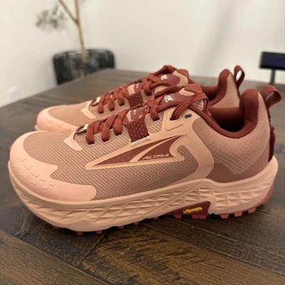 ALTRA Women's TIMP 5 Trail Running Shoe Vibram Sole Coral Burgundy Tan New $155 - Image 1 of 4