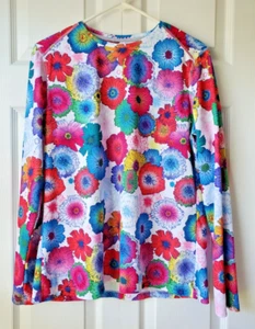 Top camicia Reel Legends Freeline donna L manica lunga floreale abbigliamento performance - Foto 1 di 3