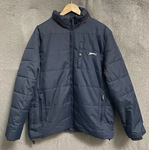 Slazenger Quilted Puffer Opt. Hooded Full Zip Jacket UK Size Large Navy Blue - Picture 1 of 11