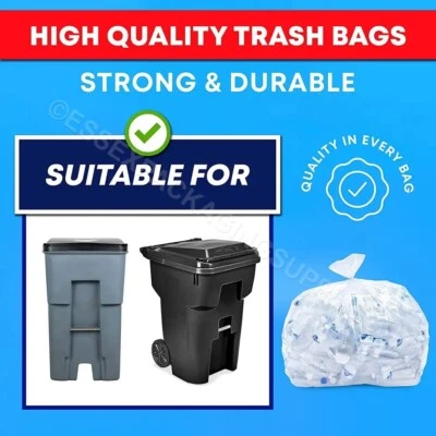 CLEAR BIN BAGS 140G 200G HEAVY DUTY BIN LINER TRASH CAN REFUSE BAGS - Image 1 of 4