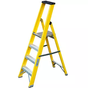 0.9m FIBREGLASS Platform Step Ladders 4 Tread Professional Lightweight Steps - Picture 1 of 10