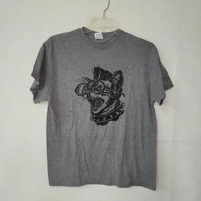 Camiseta Punk Rock Gato Adulto L Gris Mohawk Cuello Tachuelas Gafas Gráfico Camiseta Delta Foto 1 de 4