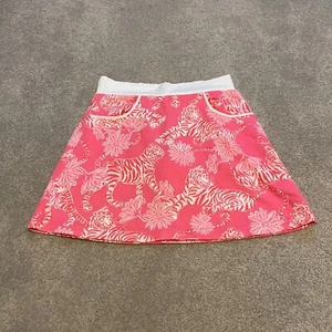 Lilly Pulitzer Skirt Girls Large Pink Tiger Floral Preppy Lined Cotton Shorts - Picture 1 of 11