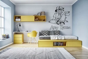 Pokemon Pikachu Personalised Any Name Wall Window Kids Vinyl Sticker Room Decor - Picture 1 of 5