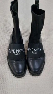 Givenchy Women's Black Leather Boots Size US 7 EU 38 Pre Owned - Picture 1 of 8