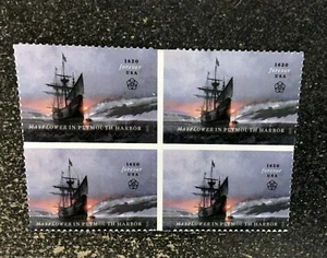 2020USA #5524 Forever Mayflower in Plymouth Harbor - Block of 4 mint - Picture 1 of 1