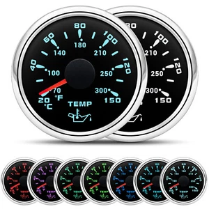 2" 52mm Oil Temperature Temp Gauge 70-300℉ 20-150℃ 7 Colors LED For Car Boat - Picture 1 of 12