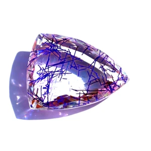 Piedra preciosa suelta natural de cuarzo rutilado púrpura corte elegante 62,50 quilates certificado GGI - Imagen 1 de 8