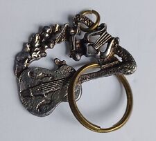 vintage guitar metal keychain holder musical key ring fob junk drawer