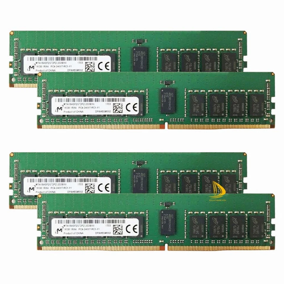 4x 16GB Micron 1Rx4 PC4-19200 DDR4 2400Mhz 288Pin DIMM ECC SERVER Memory RAM - Image 1 of 4