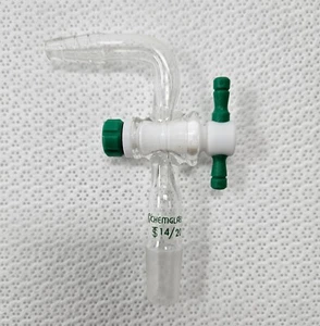 CHEMGLASS CG-1030-14 Adattatore, Controllo Flusso 90°, 2mm pz, Giunto Interno 14/20 - Foto 1 di 2