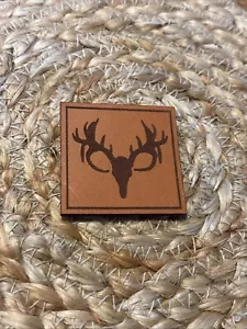 "Parche calavera ciervo Buck raro coser 2"" cuero camionero sombrero caza cazador" - Imagen 1 de 3