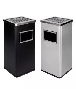 Standaschenbecher Mülleimer Aschenbecher 61cm 45 Liter Schwarz SIlber - Bild 1 von 21