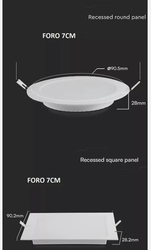 V-TAC VT-61003 Minipannello led 3W pannello montaggio ad incasso quadrato 110lm/