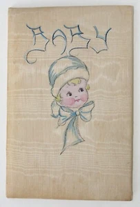 Antique Baby Book - 1921 - Birth Events, Photos - Poss. Silk, Handmade OAK - Picture 1 of 23