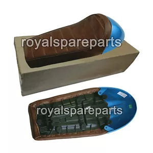 Adapté Pour Cuir Royal Enfield Gt & Intercepteur 650 D4 Simple Siège & Bleu Col - Photo 1/6