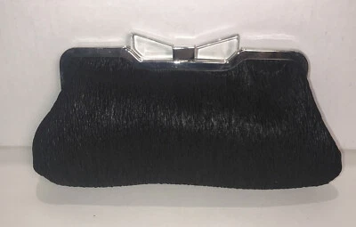 Bolso sin asas Jessica McClintock negro de noche cierre de lazo Lucite Foto 1 de 4