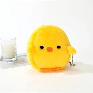 Coin Change Cosmetic Plush Purse with Key Chain - New - Yellow Chicken - Picture 1 of 2