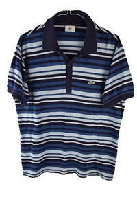 LACOSTE Blue Polo Shirt size 4 Mens Striped summer beach holiday Short Sleeves - Picture 1 of 8
