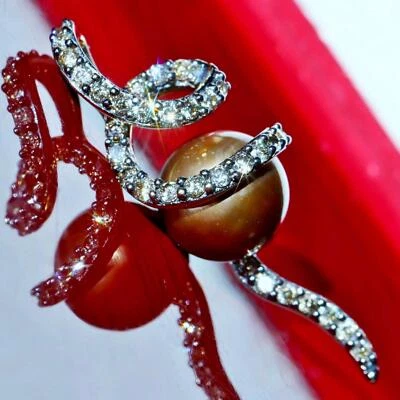 Colgante oro rosa 14k 10mm perla cultivada 0,75c diamante chocolate 4,30gr LeVian Foto 1 de 4