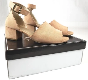 Qupid Women's Low Chunky Heel Heeled Sandal, Blush, 8 M US GUC - Picture 1 of 12