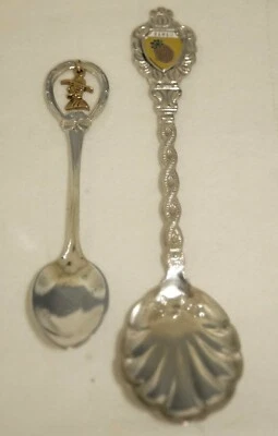 Colheres de lembrança vintage em caixa placa de prata Pensilvânia e Havaí - Imagem 1 de 4