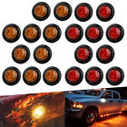 20X 0.75"Inch Red Bullet Amber Round Led Marker Side Lights For Trailer Truck Rv