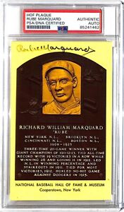 Rube Marquard Autographed Yellow HOF Plaque New York Giants PSA/DNA *1462