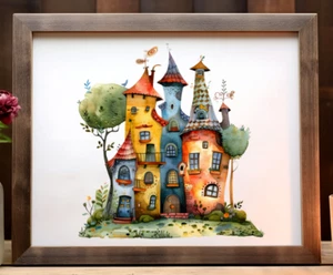 Impresión de arte de pared de casas, decoración de pared de casas caprichosas, impresión de arte de pared de guardería #55 - Imagen 1 de 2