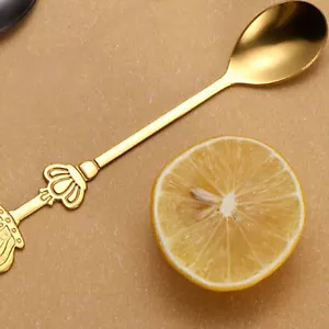 Cucchiaio doppia corona in acciaio inox (oro) - Foto 1 di 12