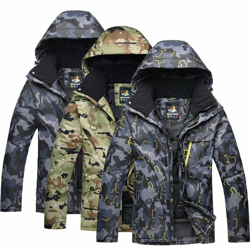 ARCTIC QUEEN Winter Camo Men's Ski Suits Ski Jacket Waterproof Snow Coat Snowboard Snowsuits
