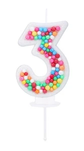 3 Birthday Candle Colorful Glitter Number 3 Candles for Cake Rainbow 3 Candle... - Picture 1 of 9