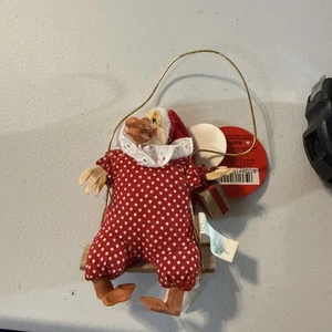 Decorazione natalizia vintage Russ The Country Folks Babbo Natale anatra sull'altalena - Foto 1 di 8