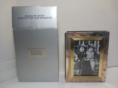 Marco de fotos Royal Limited 5,5x7 NOS detalles plateados y dorados - desgaste de almacenamiento Foto 1 de 4