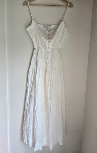 OFF WHITE Maxi abito donna Urban Outfitters bianco sporco misto lino taglia large nuovo con etichetta