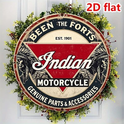 2D Flat, Vintage Indian Motorcycle Wall Decor Tin Metal Signs - Retro Iron Metal - Image 1 of 4