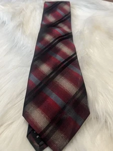 Axcess Red and Black Plaid Tie with Silk Sheen - Picture 1 of 3